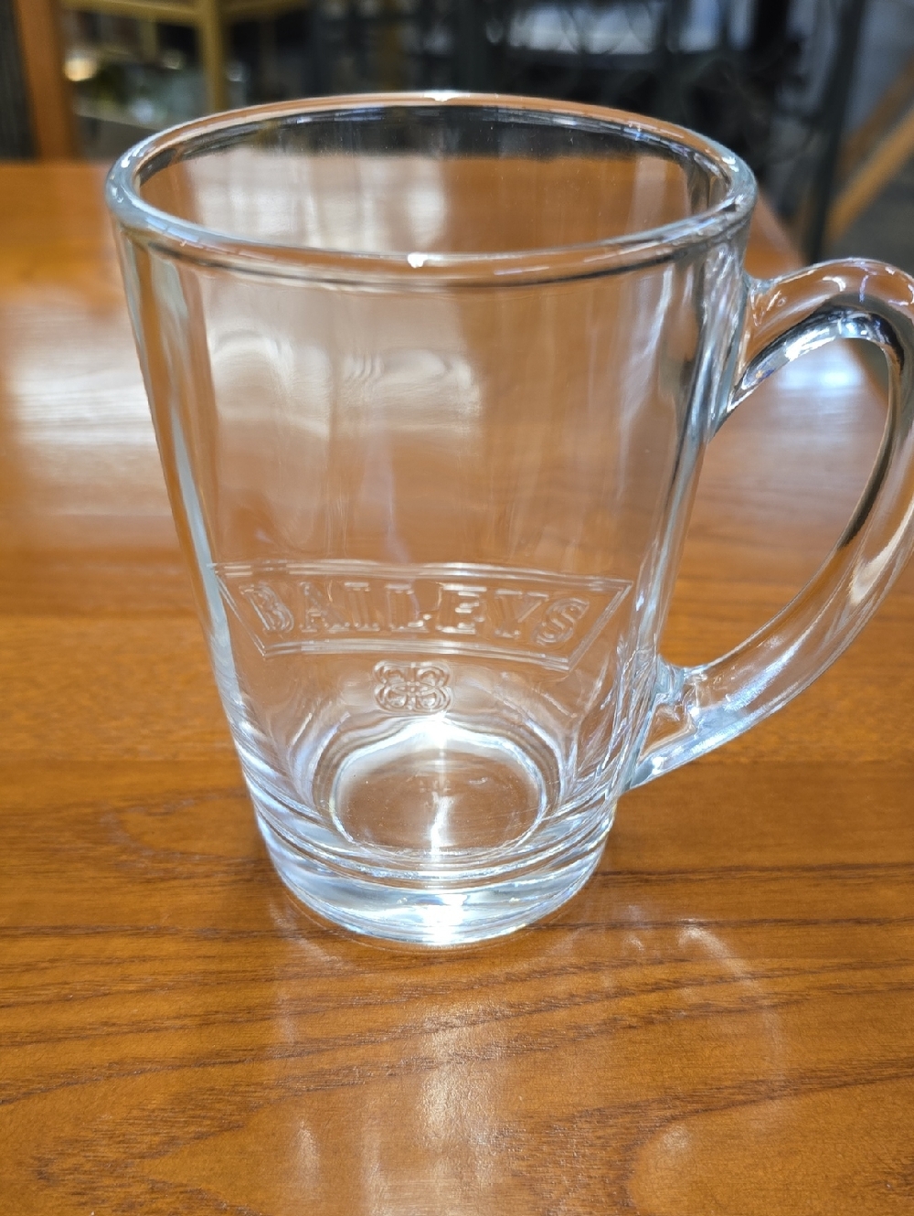Clear Glass Baileys Coffee Mug with Embossed Logo - Transparent